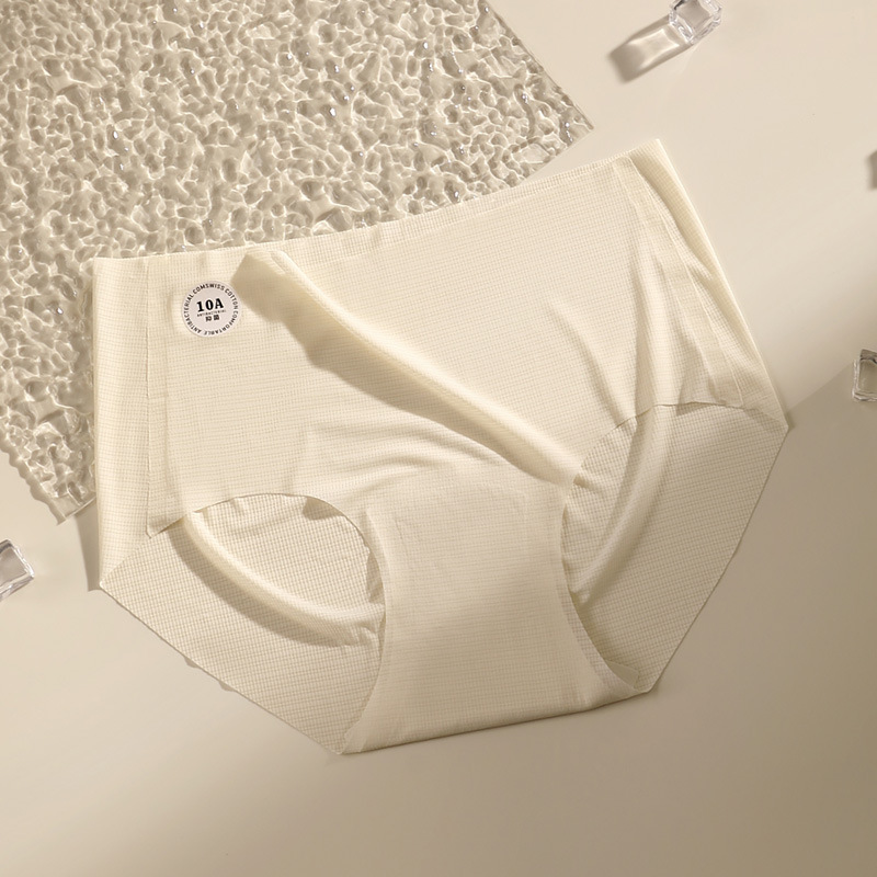 Ropa interior de seda de hielo para mujer, entrepierna antibacteriana de algodón puro, cintura media, transpirable, pantalones cortos triangulares finos para niña, ropa interior sin costuras, verano