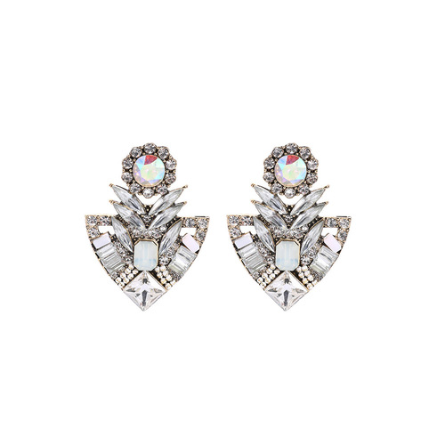 Elegant and Versatile Alloy Earrings with Diamond Accents, Sunflower Flower Pot Design, Cross-Border Bestseller