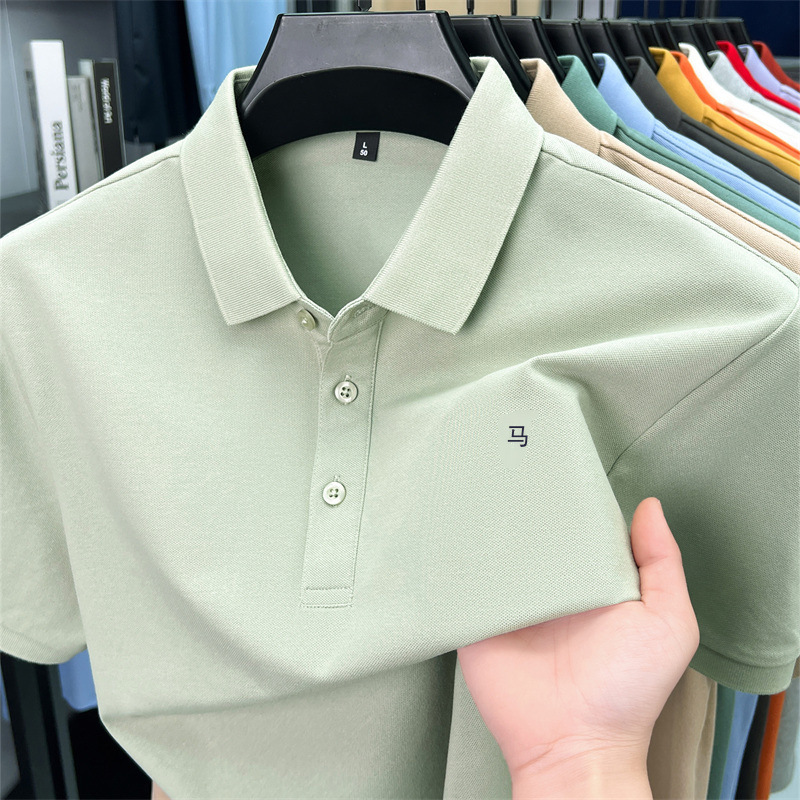 High-End Embroidered Men's Polo Shirt Short-Sleeved Lapel Casual Business Pony Logo Collar Pineapple Shirt Men's T-Shirt Wholesale