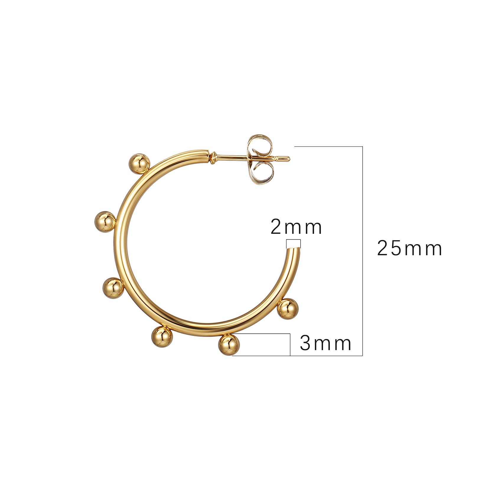 Women'S Gender Fashion Style PVD Coated 18K Gold Real Gold Plated C Shape Solid Color 201 Stainless Steel Fashion Waterproof Non Tarnish Ear Studs