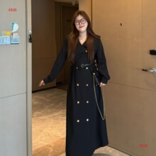 南岛风大码女装气质复古风衣连衣裙早秋微胖mm显瘦长外套长袖裙子