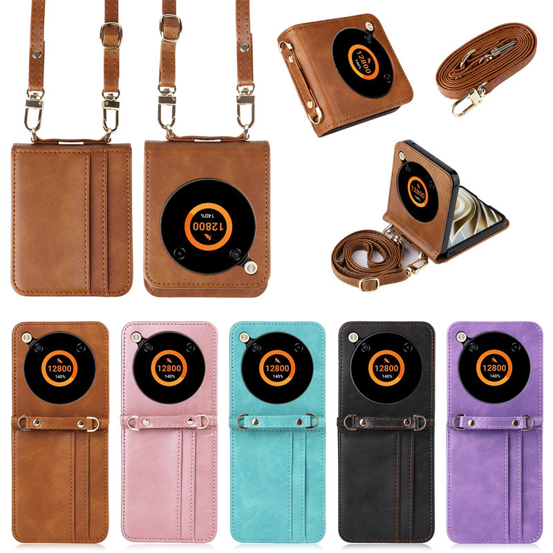 For ZTE Libero Flip Nubia Nubia Flip2 Mobile Phone Case Hanging Sling Cord Card Leather Case