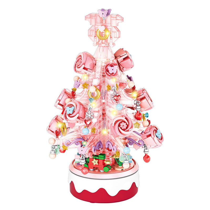 子供のクリスマスツリーの照明のオルゴールの小さい粒子の益智は積み木のおもちゃのクリスマスを詰めてアイデアの贈り物を並べます。|undefined