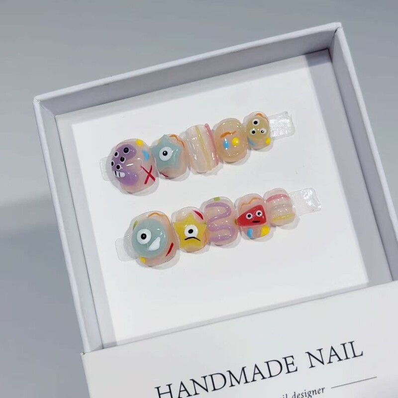 Cross-Border Handmade Manicure Wearable Cat Cartoon Cute Sweet Bow Short Cat Eye Genuine Wholesale