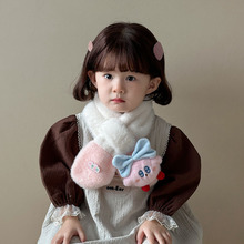 新款儿童围巾毛绒卡通可爱保暖加厚围巾星之卡比宝宝毛绒围脖批发