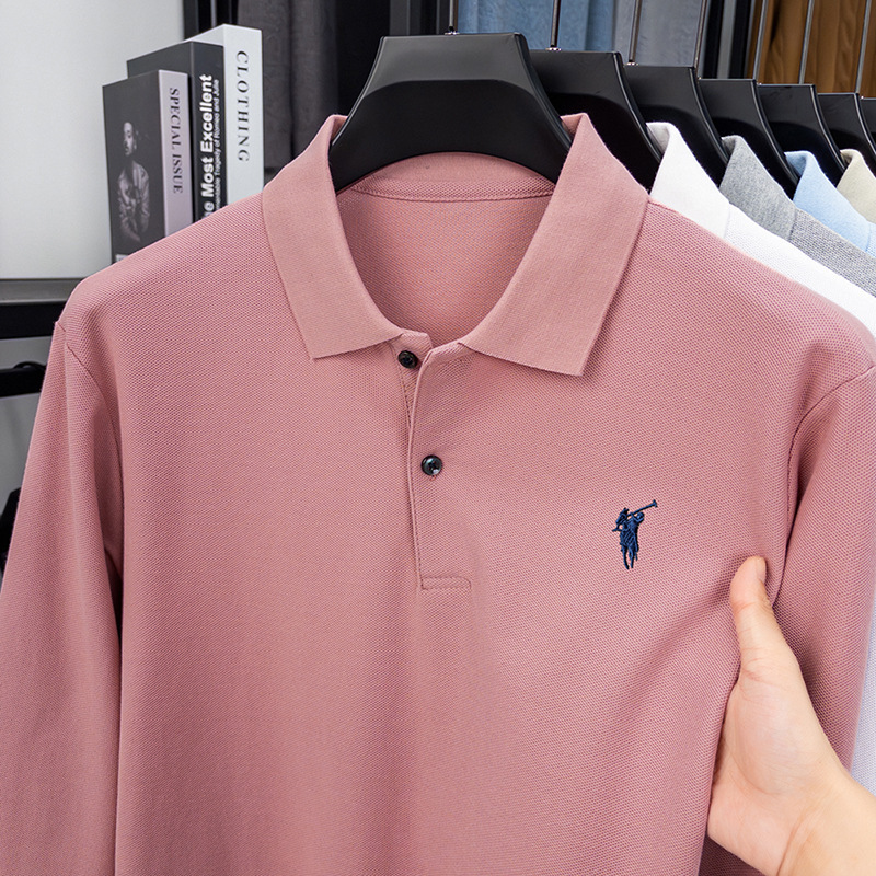ポール100% 綿tシャツ男性ビジネスカジュアル純綿poloシャツが襟を返しています。|undefined