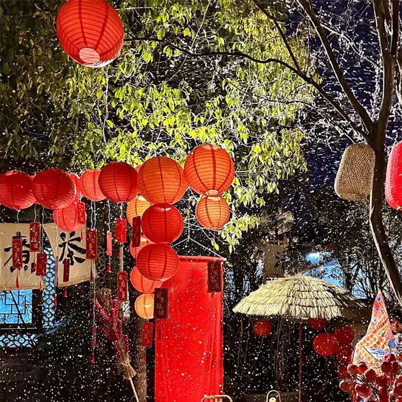 Casarse en el patio rural, linterna de papel, decoración de la casa de bodas, colgante, bola de panal roja, exterior