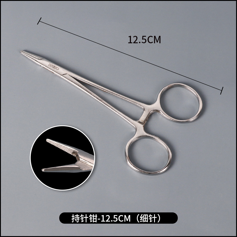 止血鉗子ピンセットステンレス製ストレートヘッドエルボ針保持器ペット釣りフック引き抜き缶大トランペットピンセット|undefined