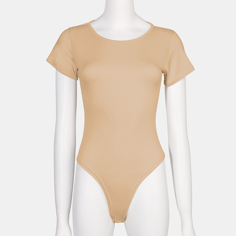 Venta caliente de la manera del comercio exterior europeo y americano más el tamaño de las mujeres bodysuit versátil bottoming cuello redondo de manga corta de una pieza calzoncillos