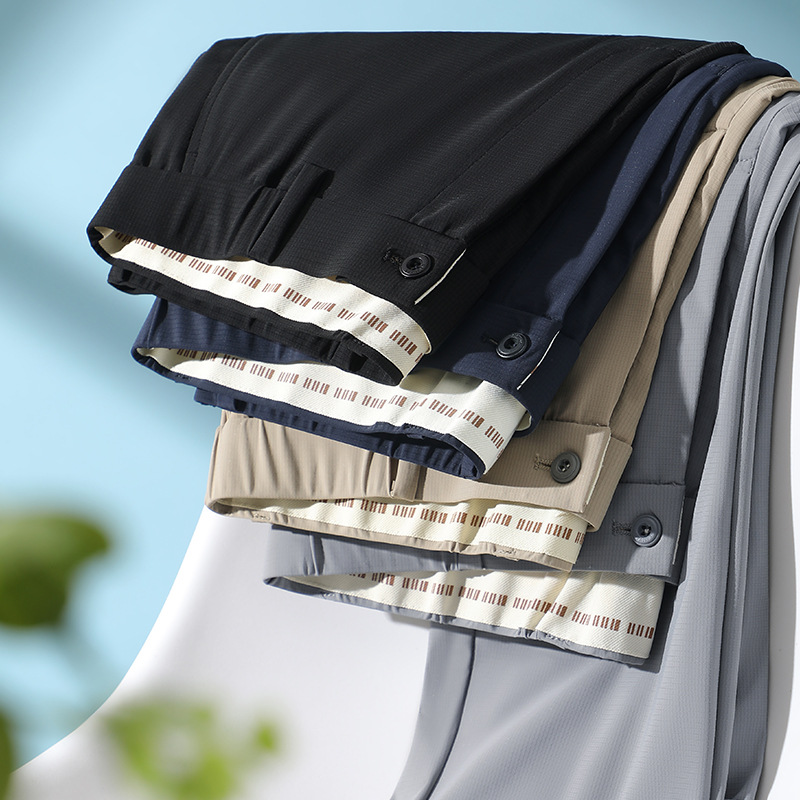 Men's silk thin elastic sports trousers