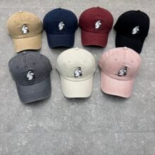 韩版新款企鹅刺绣水洗做旧棒球帽女春季新款ins百搭遮阳鸭舌帽男