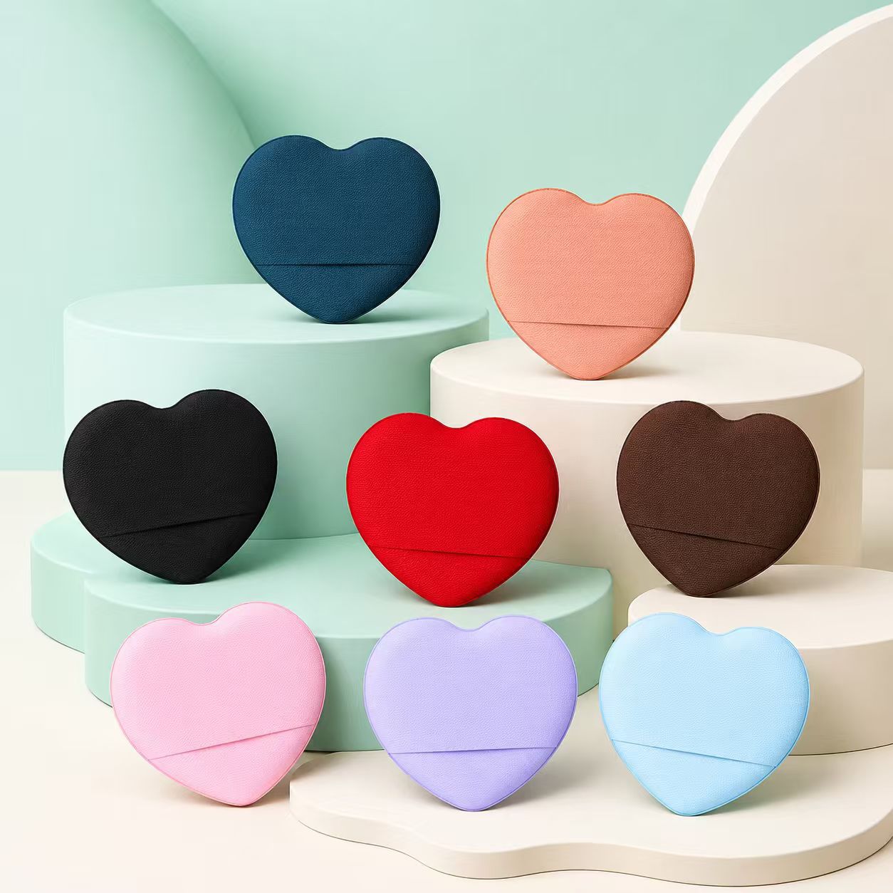 Fábrica personalizada de amor polvo de dedo seco y húmedo no comer polvo puede imprimir LOGO herramientas de maquillaje al por mayor transfronterizas