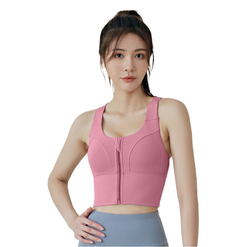 Juyitang deportes ropa interior de las mujeres fitness alta resistencia a prueba golpes cremallera delgada running desgaste exterior yoga chaleco sujetador
