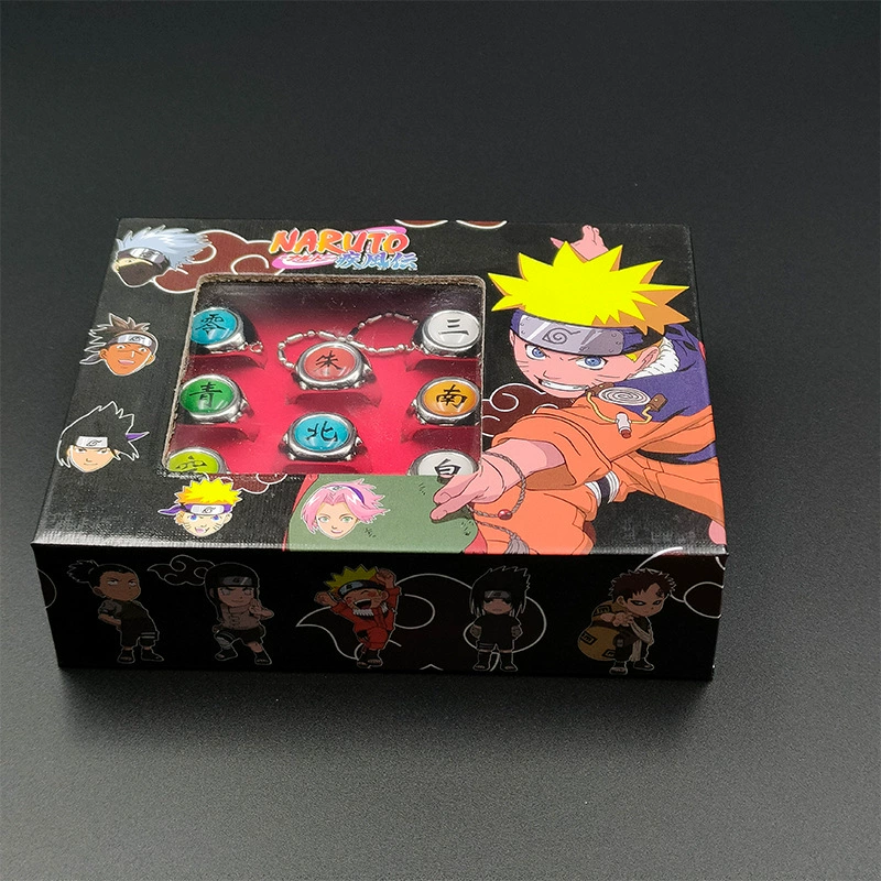 Набор настраиваемых ниндзя-кольц, стиль Uchiha (Наруто), разъёмная регулировка, подарочная коробка