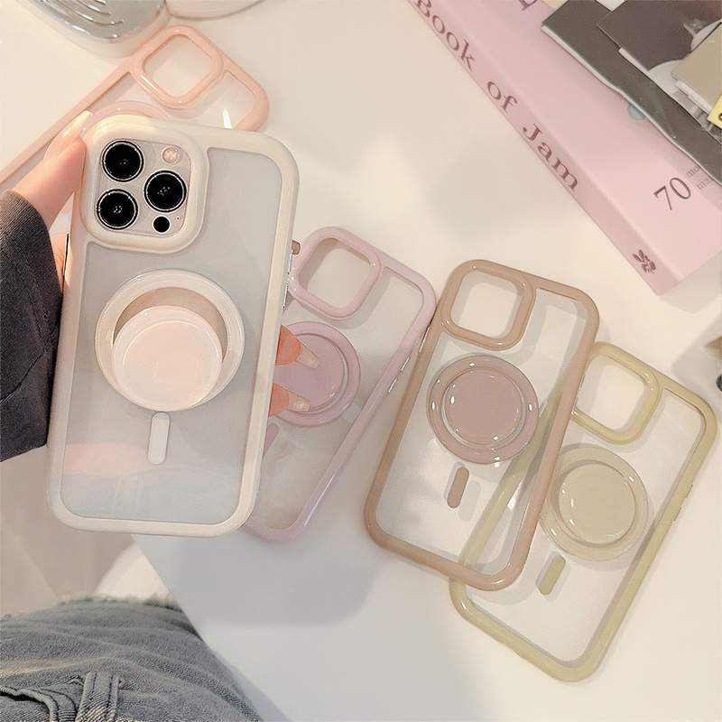 シンプルins純色磁気吸引スタンドiphone16アップル携帯ケース15pro max適用14アクリル13|undefined