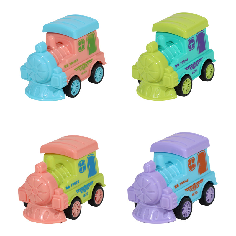 Puesto de venta al por mayor juguetes educativos para niños Tire hacia atrás pequeño tren modelo de dibujos animados mini tren cabeza de la venta caliente juguetes de regalo
