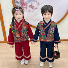冬季儿童汉服男童女童中国风民族服加厚棉服拜年服古装唐装演出服