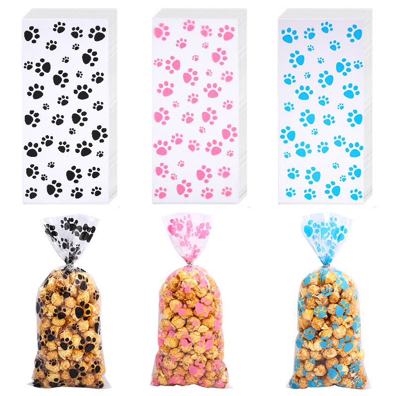 卡通狗爪印透明opp袋子塑料糖果饼干甜品包装袋平口扎丝封口袋