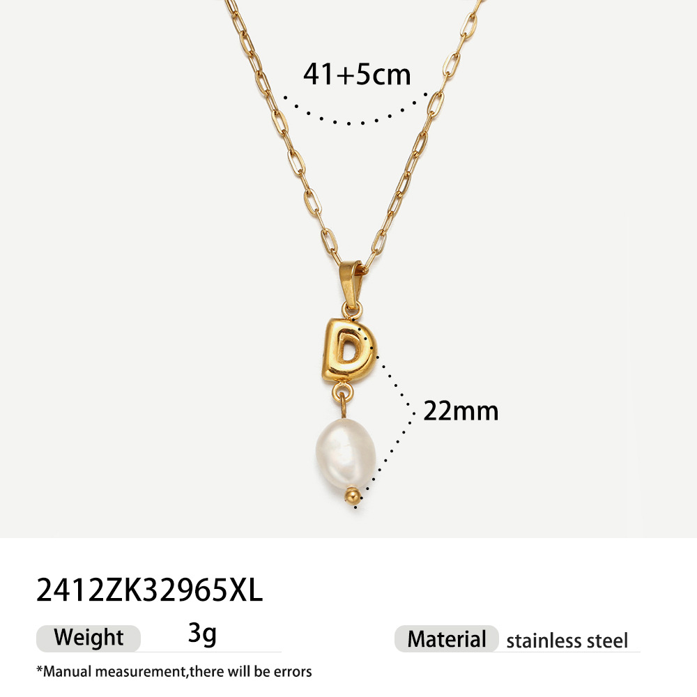 TENA collar de acero inoxidable de perlas verdaderas simplista de alto nivel nicho de diseño de acero de titanio collar de collar para mujeres image 6