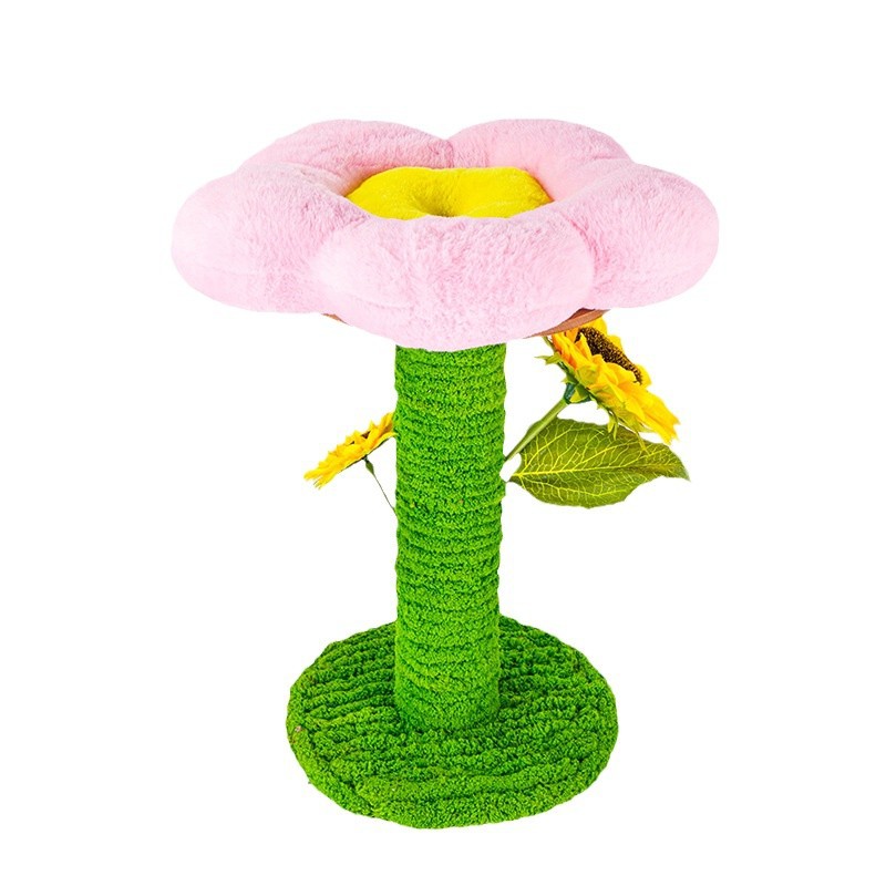 Marco de escalada para gatos con flores, pequeño árbol de sisal de una pieza, tabla de agarre para gatos vertical, linda columna de agarre para gatos de girasol, suministros para gatos