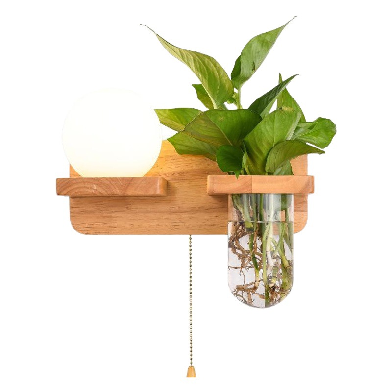 Lámpara de pared nórdica escalera dormitorio lámpara de noche de madera maciza simple personalidad creativa moderna espejo frontal sala de estar comedor lámpara de pared