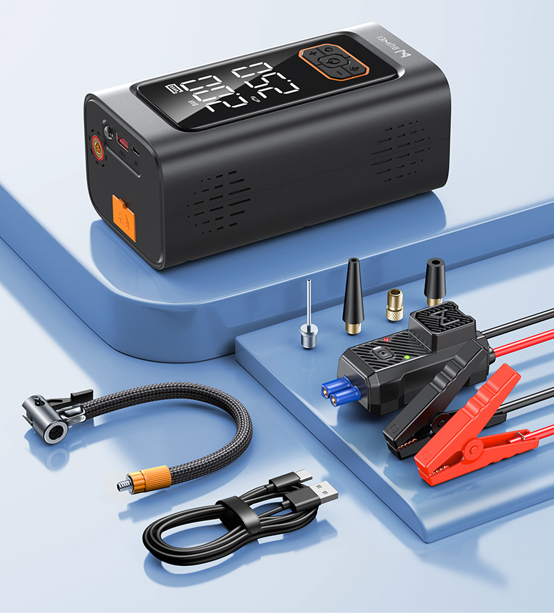 【N1】Car Emergency Jump Starter with Built-In Air Pump, Multifunctional Battery Booster and Ignition System