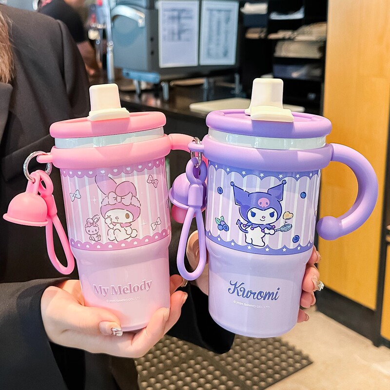 クロミ魔法瓶カップ女の子用大容量ストローカップ夏高価値2025新しいステンレス鋼アイスカップ|undefined