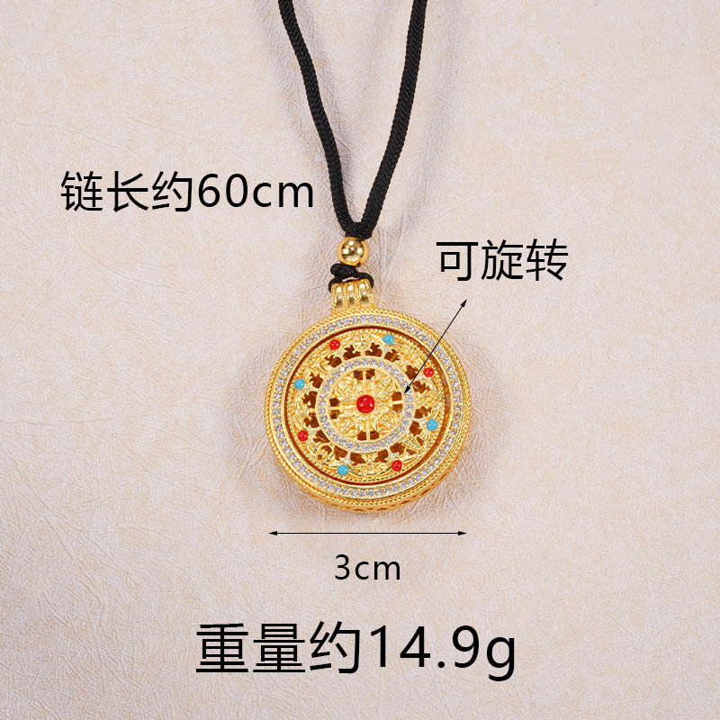 X4814 Collar con brújula y rejilla de ventana de diamante que gotea aceite, cuerda negra