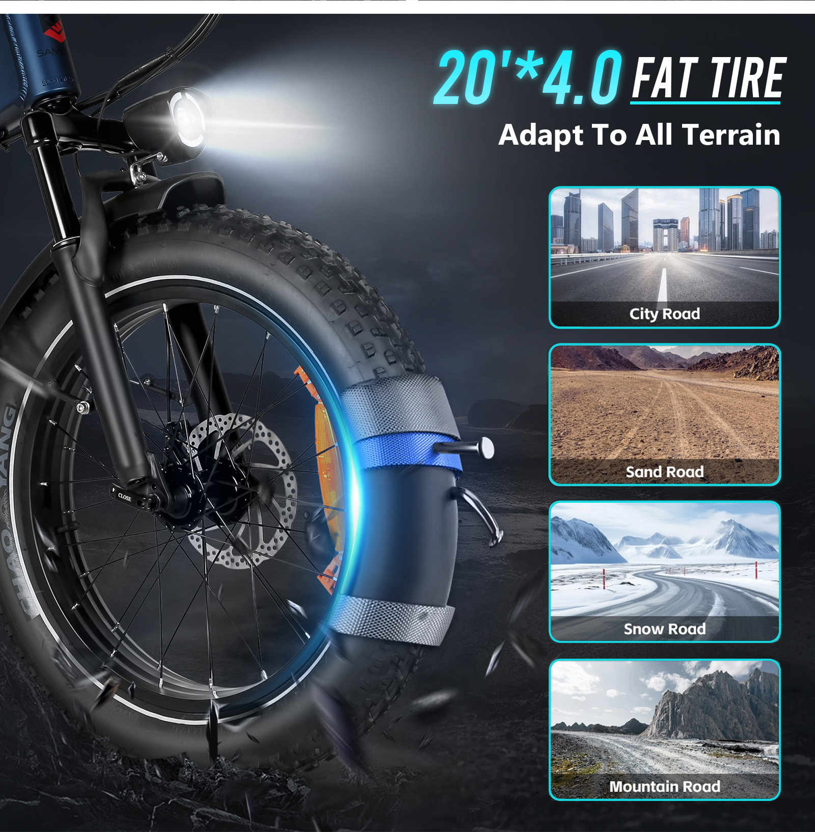 20-inch folding electric bicycle with 20×4.0 fat tires, in stock at overseas warehouse, available for one-piece drop shipping and cross-border supply