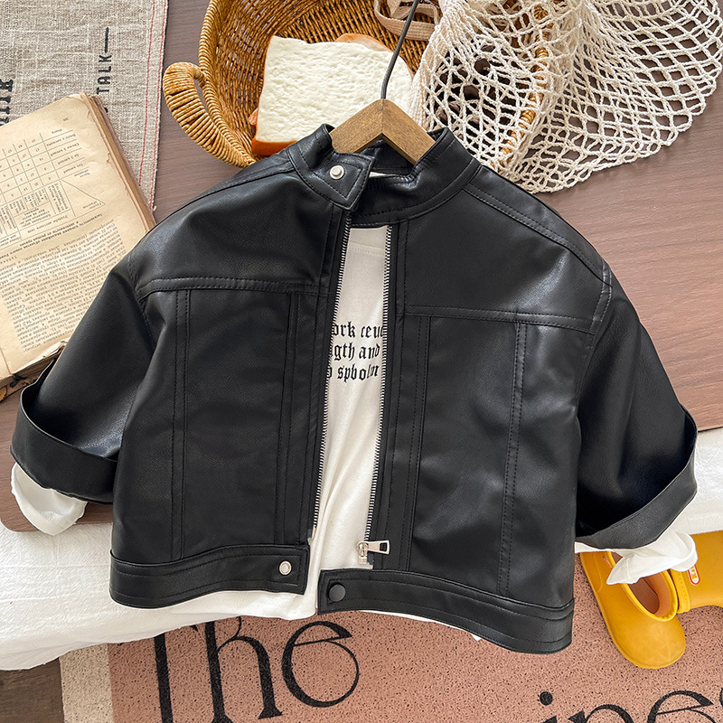 Chaqueta de cuero para niños 2026 nuevo niño primavera y otoño chaqueta de cuero bebé otoño chaqueta de cremallera de goma image 5