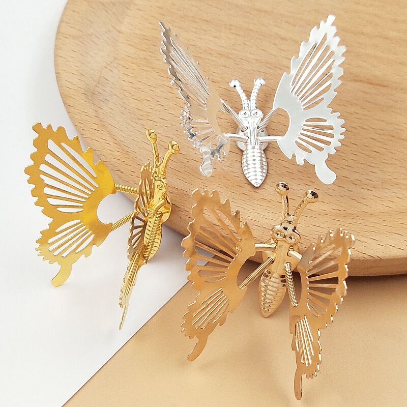Stereo Hollow Spring Butterfly Wings Moves Butterfly DIY Antique Hanfu Hair Hairpin Headwear Electroplated Hairpin Accessories Stereo Hollow Spring Butterfly Wings Moves Butterfly DIY Antique Hanfu Hair Hairpin Headwear Electroplated Hairpin Accessories