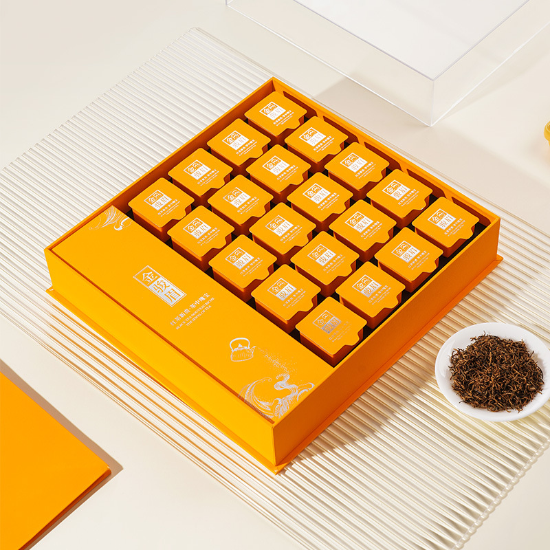 金骏眉礼盒空盒茶叶包装盒亚克力材质20罐小方罐茶礼盒可雕刻LOGO