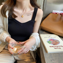 針織吊帶女配小西裝內搭打底背心春夏白色設計感小眾外穿修身上衣