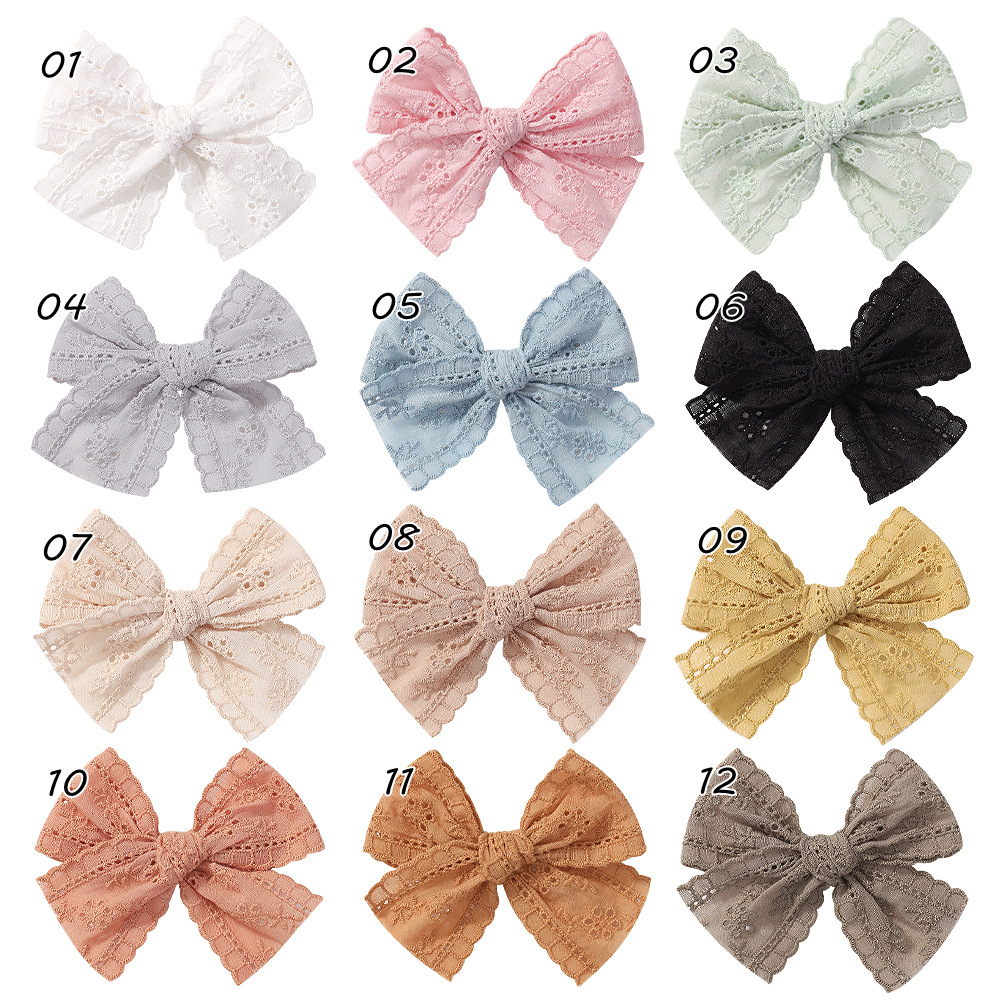 18g Weight Hair Clip Hair Accessories Type Mixed Quantity Daily Occasion Bow Knot Pattern Kid'S Gender Lace Design Cute Style Kid'S Cute Bow Knot Cloth Lace Hair Clip 无
