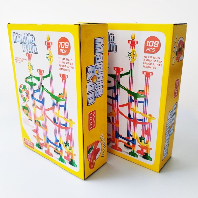 Foreign trade early education track toy ball building blocks 3D three-dimensional maze pipe 109PCS children's DIY assembled building blocks