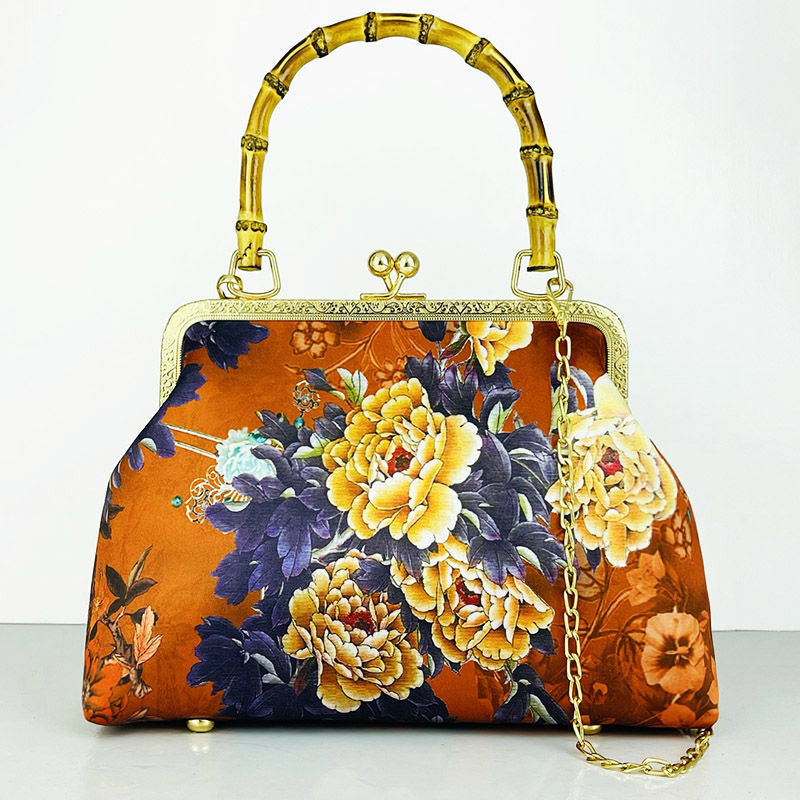 Cheongsam bag Handbag Handbag Crossbody bag Fashion temperament Antique mouth gold bag Cheongsam bag Bamboo joint_voghion.com