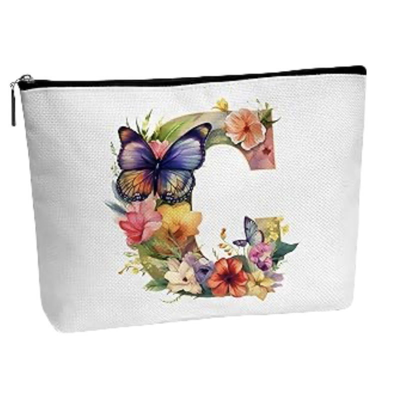 Amazon Cross-border explosiva bolsa de cosméticos para mujer bolsa de almacenamiento de viaje de flores bolsa de letras algodón y lino impresión de doble cara