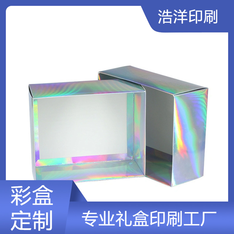 Caja de embalaje de cosméticos holográficos iris personalizados transfronterizos UV color láser cubierta de plata impresión de logotipo caja de regalo