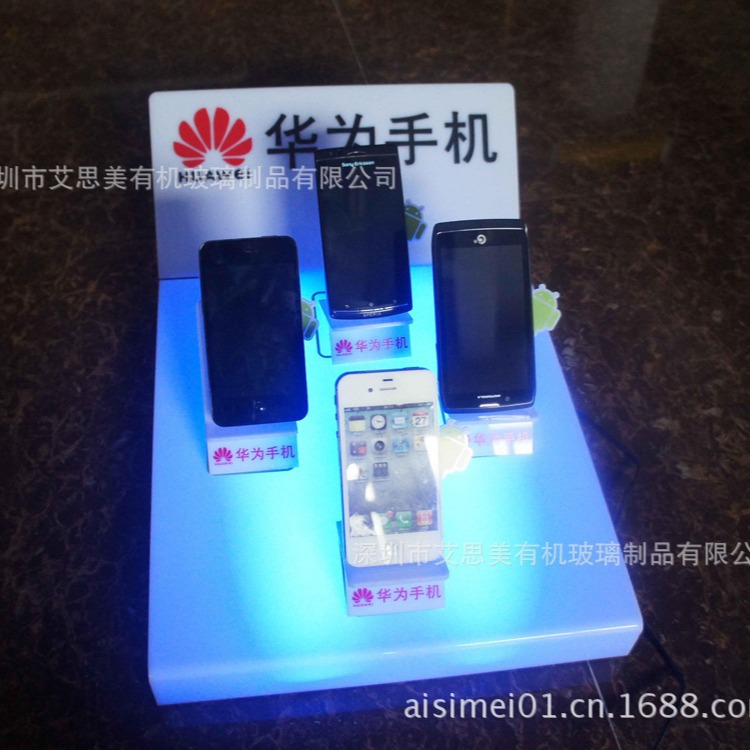亚克力手机展示架 LED手机柜台展架 手机托盘生产工厂