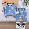 Demi-season children's autumn set suitable for men and women, warm cartoon thermal underwear, keep warm pijama