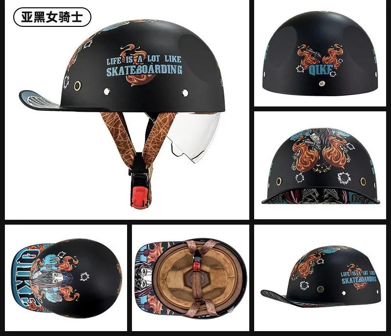 電気自動車のヘルメットの男の冬の日本式の復古の機関車のペダルのオートバイの250女の小さいヘルメットの体の半ヘルメットの瓢箪のヘルメット