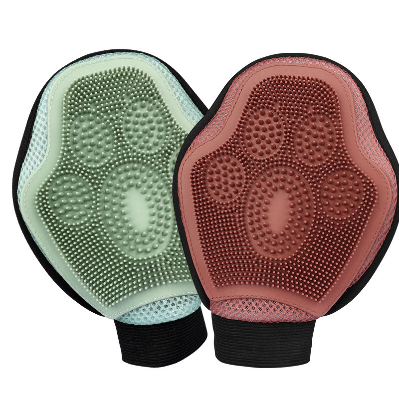 Guantes de limpieza de gatos y mascotas Guantes de masaje de aseo para mascotas Cepillo de masaje de baño para perros y gatos