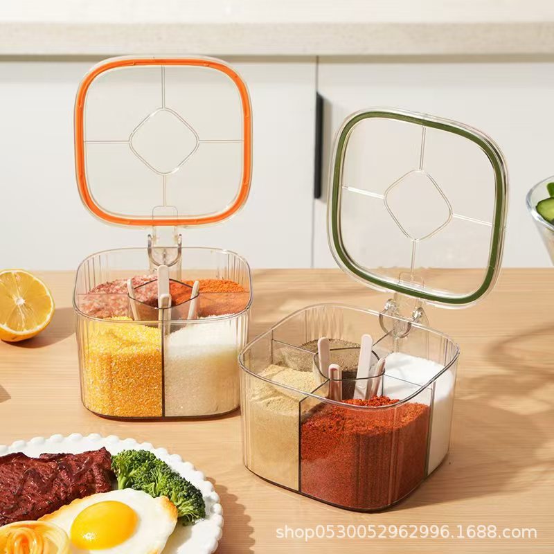 Caja de condimentos Juego de combinación de tanque de condimento de cocina para el hogar Una pieza de sal multirejilla MSG almacenamiento de pimienta condimento botella