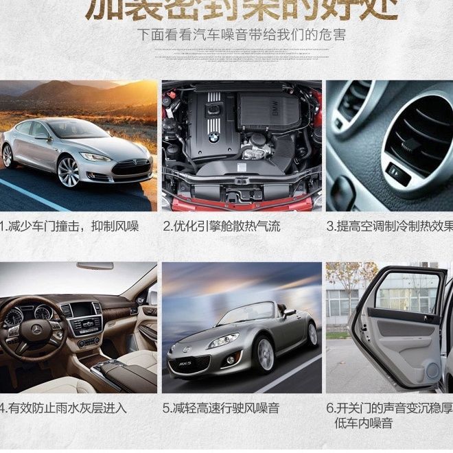 Car soundproofing seal strip, double-layer B-type door frame soundproofing strip, engine hood and trunk modification adhesive strip for car use