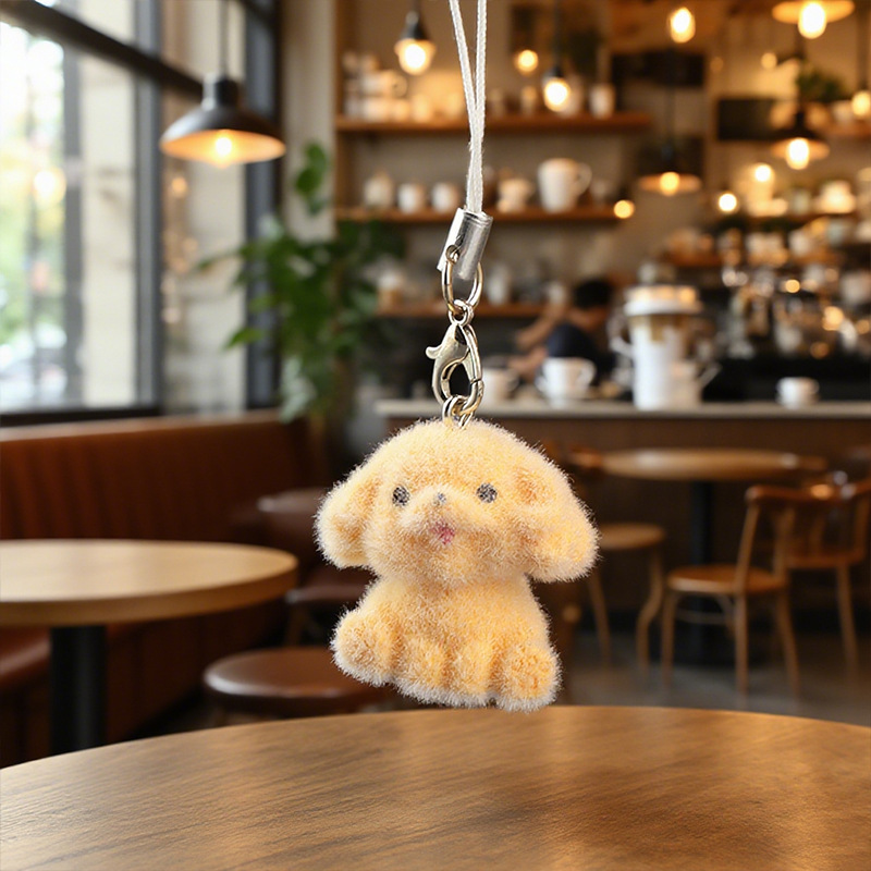 かわいい立体植毛樹脂犬ペンダントミニ人形携帯電話ペンダント DIY キーホルダージュエリーアクセサリー|undefined