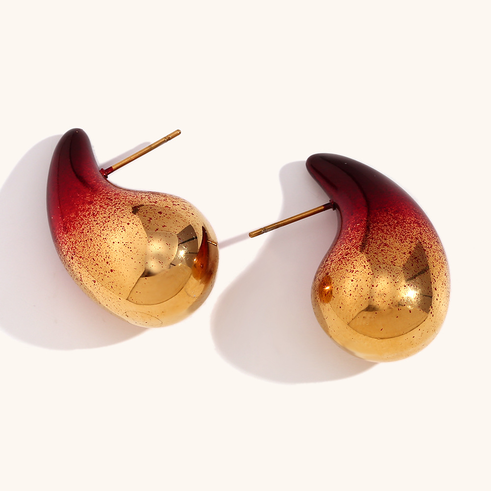 14g Weight Stainless Steel Ear Needle Material Ear Studs Classification 1 Pair Quantity Holiday, Daily Occasion Stainless Steel Material Water Droplets Pattern Women's Gender Plating Design Simple Style Style 1 Pair Simple Style Water Droplets Plating Stainless Steel Ear Studs 4
