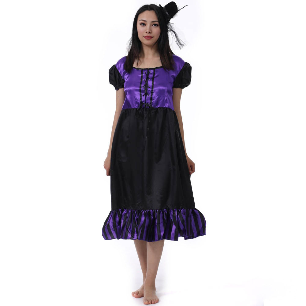 万圣节服装舞台表演服小丑马戏团服装连衣裙 紫色配黑色节日感套