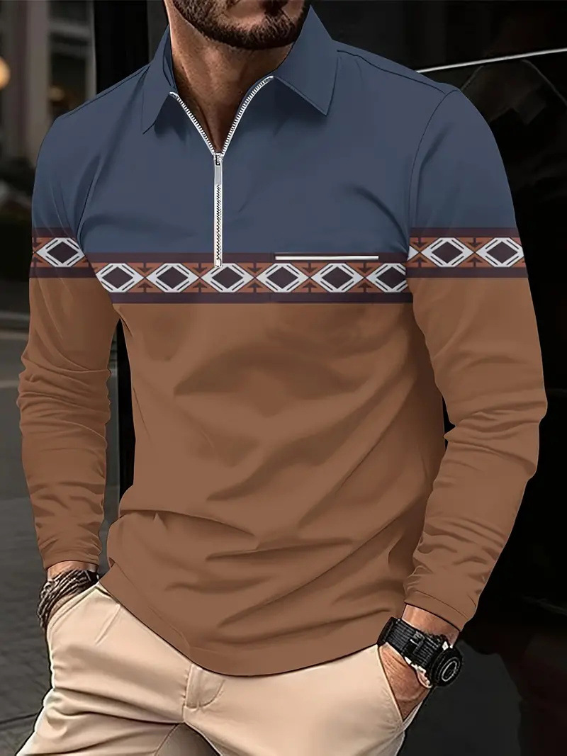 Otoño e invierno todo-fósforo estilo de Hong Kong guapo suéter de manga larga estilo minimal neutral temperamento fresco cremallera camisa POLO MB14