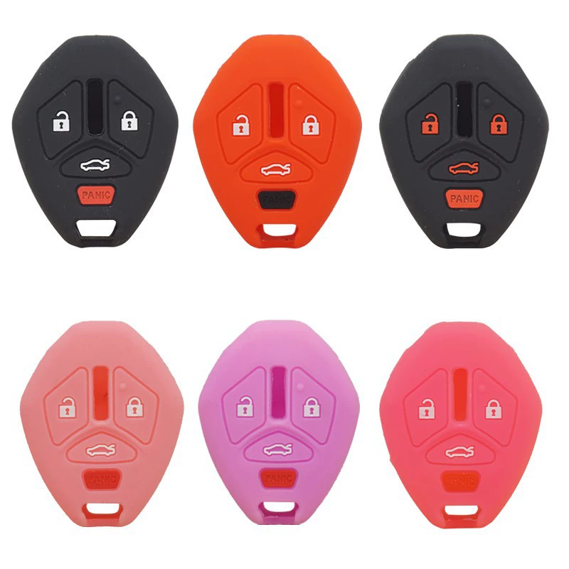 Чехол для ключей из мягкого силикона с 4 кнопками, подходит для Mitsubishi Outlander, Lancer, Stratos, Pajero