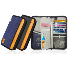 定制防盜刷護照包旅行證件拉鏈包大容量卡包機票夾 RFID銀行卡包